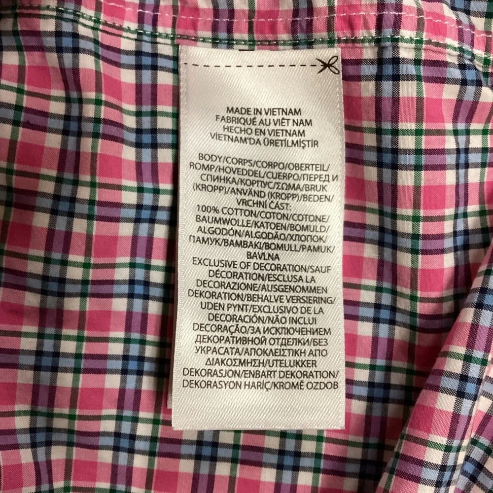 Polo Ralph Lauren Mens‎ Pink Blue Plaid Button Down Shirt Classic Fit Cotton XL